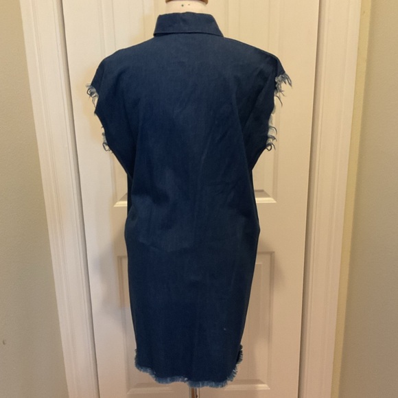 POL Blue Denim Dress Sleeveless Size L - Picture 3 of 6